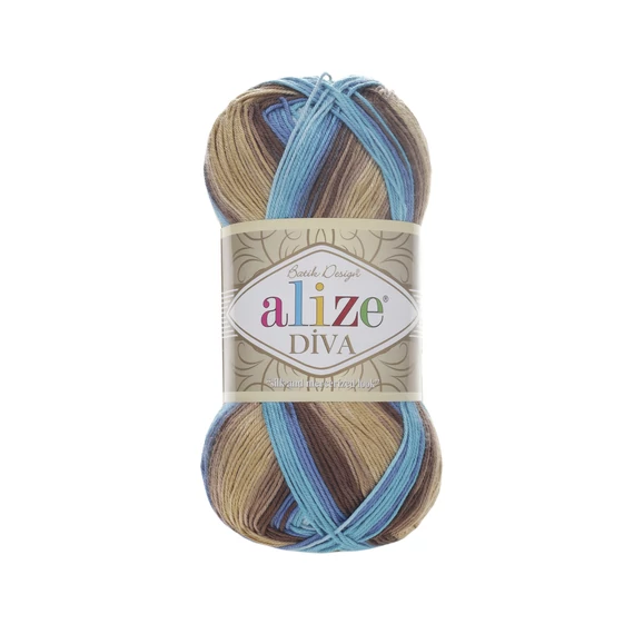 Diva Batik 3243 - világoskék-sötétkék-világosbarna-sötétbarna színátmenets