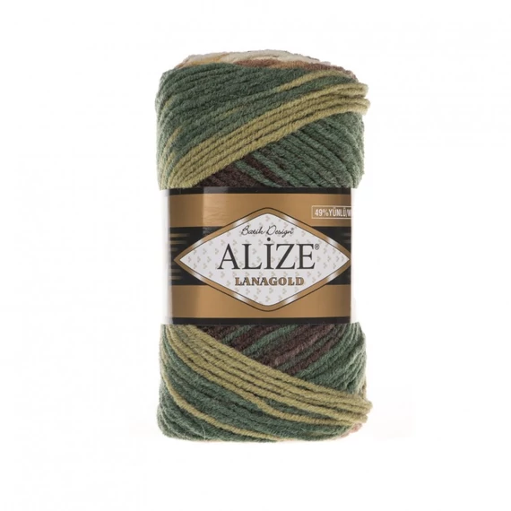 Lanagold batik- 3344 - zöld barna bézs