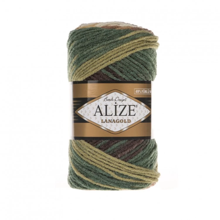 Lanagold batik- 3344 - zöld barna bézs